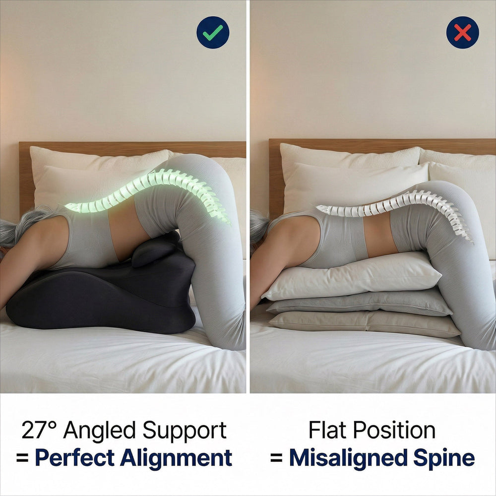 27° angled support versus a flat pillow