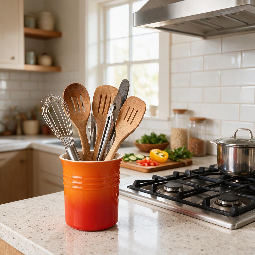 Ceramic Kitchen Utensil Holder with Chopstick Drainer — Dulune