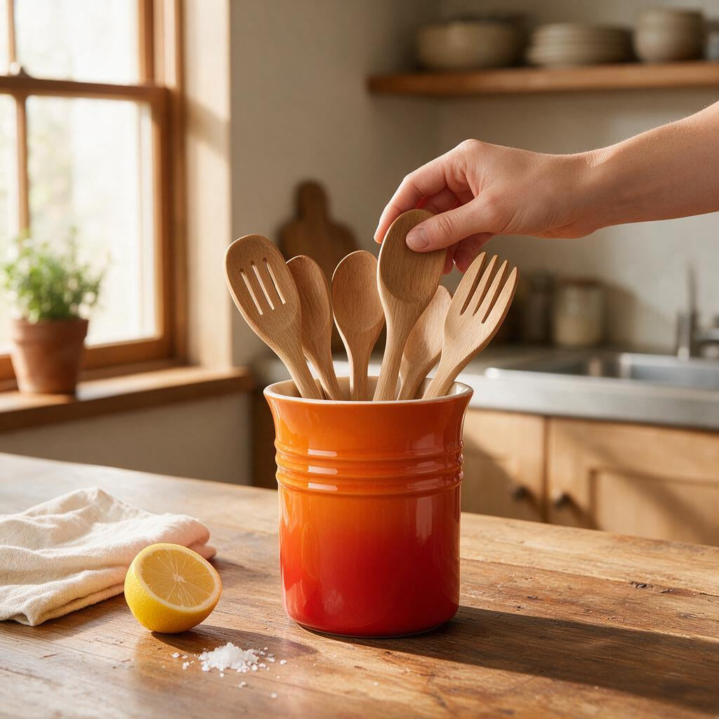Ceramic Kitchen Utensil Holder with Chopstick Drainer — Dulune