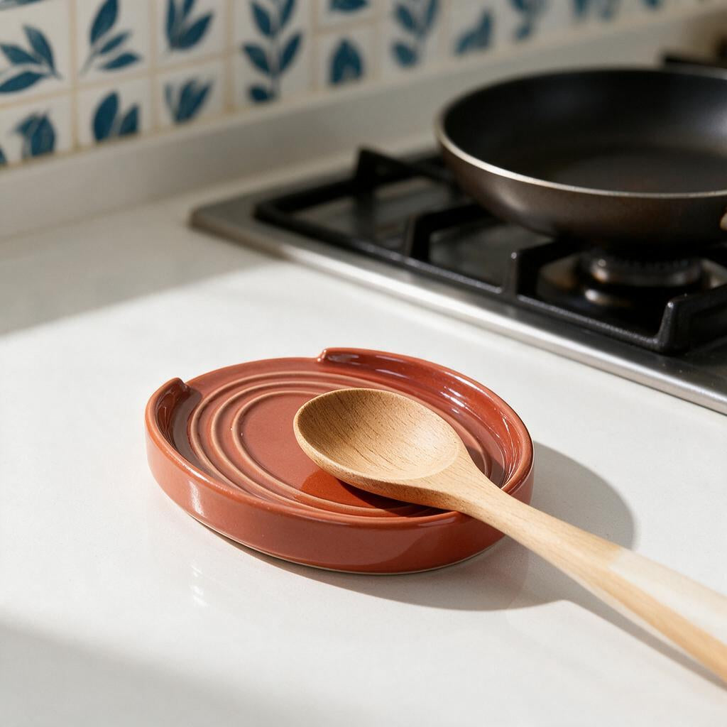Ceramic Lid and Spoon Rest for Kitchen Counter — Dulune