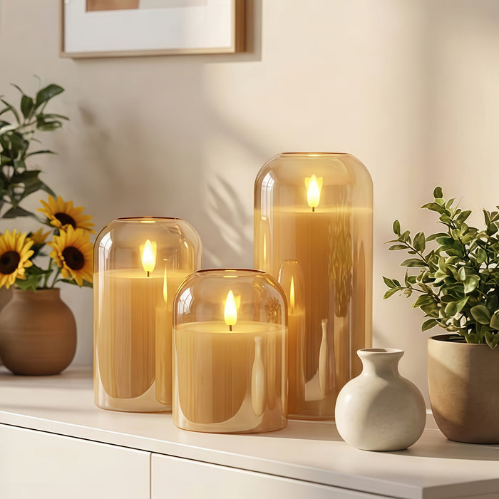 Gold Flameless LED Candles, Set of 3