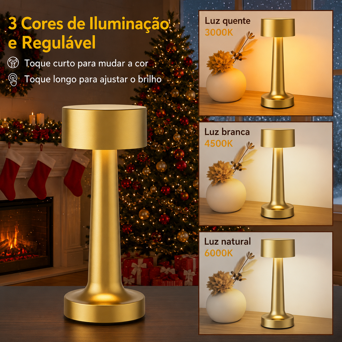 Gold Metal Touch Control Table Lamp — Dulune