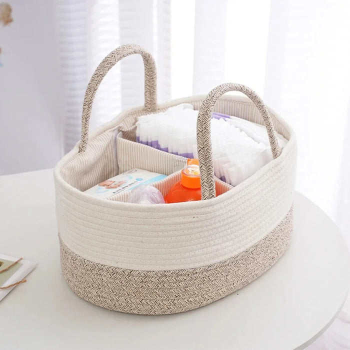 Portable Rope Diaper Caddy with Removable Dividers