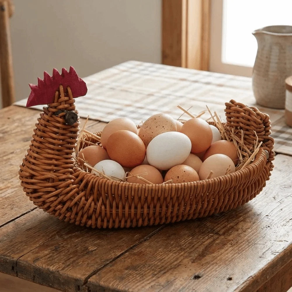 Rattan Hen Egg Holder Basket — Dulune