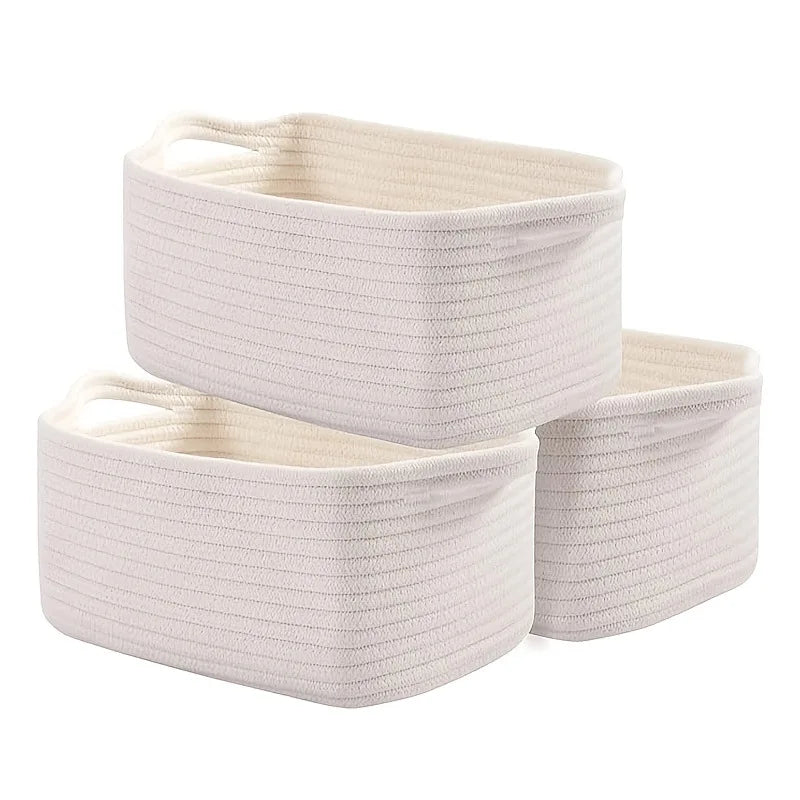 Small Low Cotton Rope Organizer Basket — Dulune