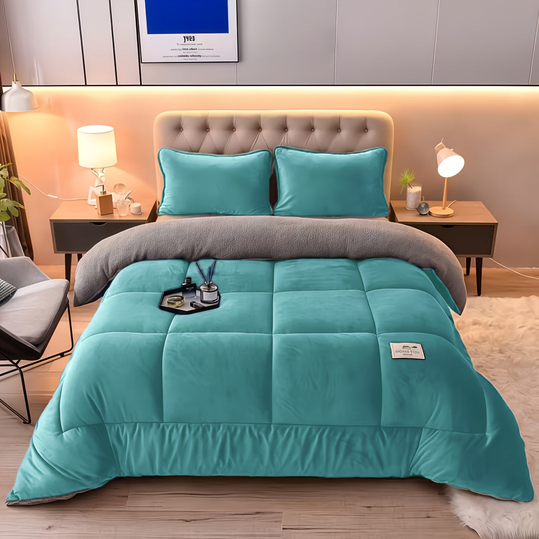 Thick Soft Blue Velvet Comforter — Dulune