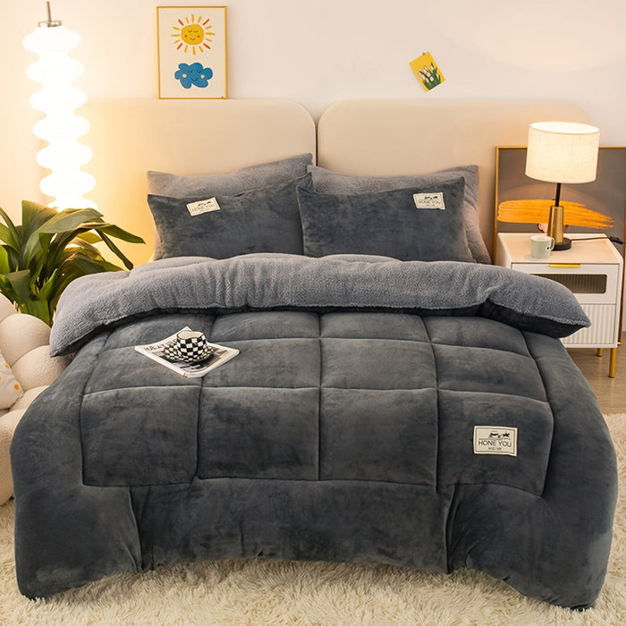 Velvet and Faux Sheepskin Wool Comforter