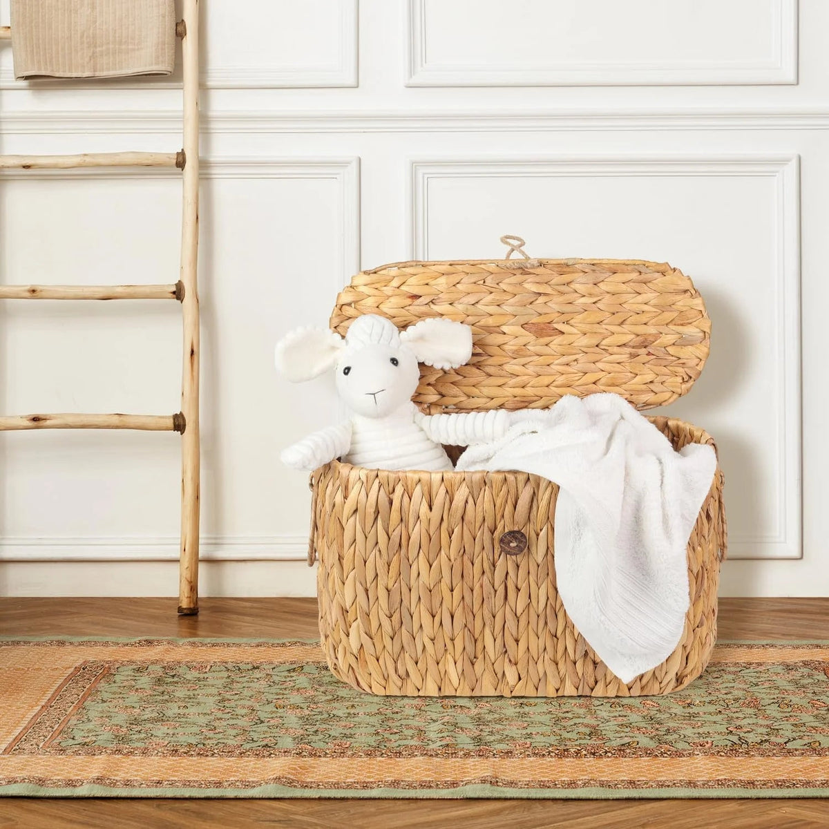 Water Hyacinth Storage Basket with Lid and Handles — Dulune