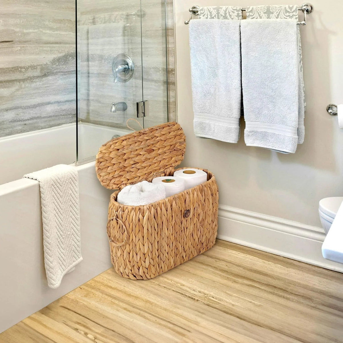 Water Hyacinth Storage Basket with Lid and Handles — Dulune
