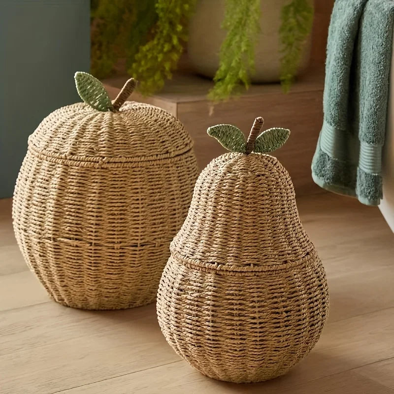 Apple and Pear Shaped Storage Basket with Lid — Dulune