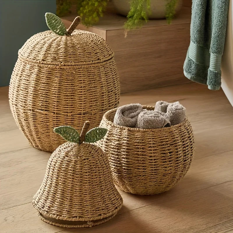 Apple and Pear Shaped Storage Basket with Lid — Dulune