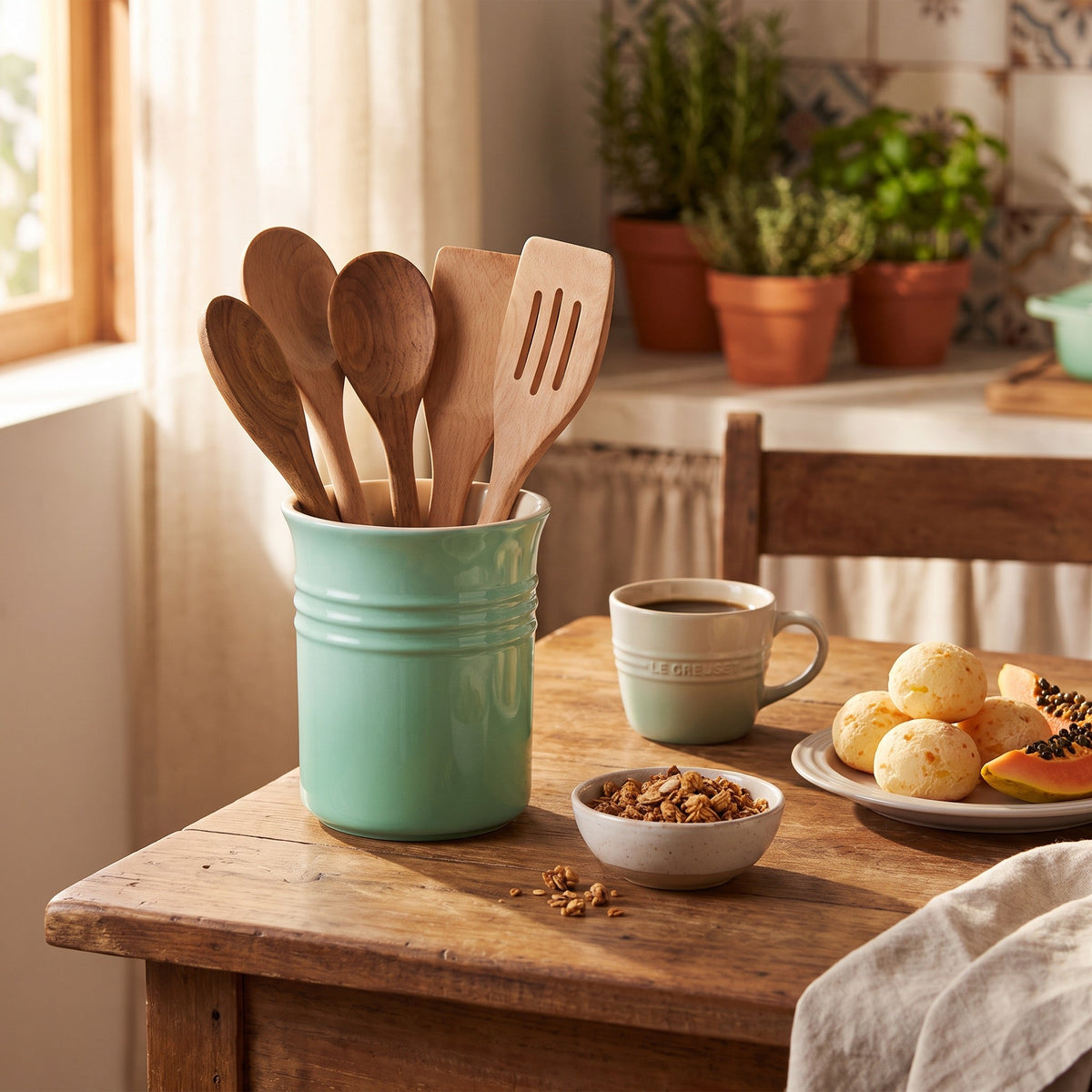 Ceramic Kitchen Utensil Holder with Chopstick Drainer — Dulune