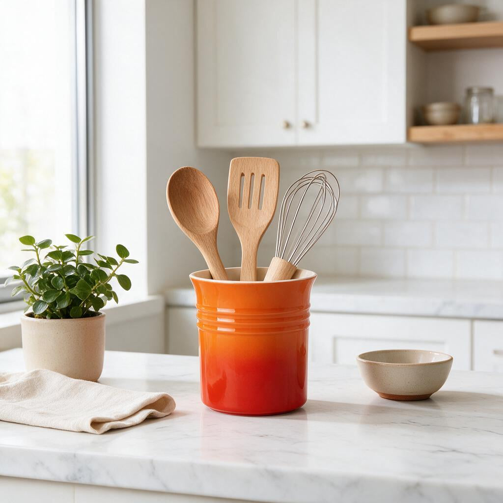 Ceramic Kitchen Utensil Holder with Chopstick Drainer — Dulune