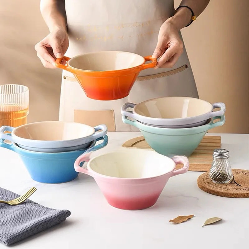 Ceramic Soup Bowl with Two Handles — Dulune