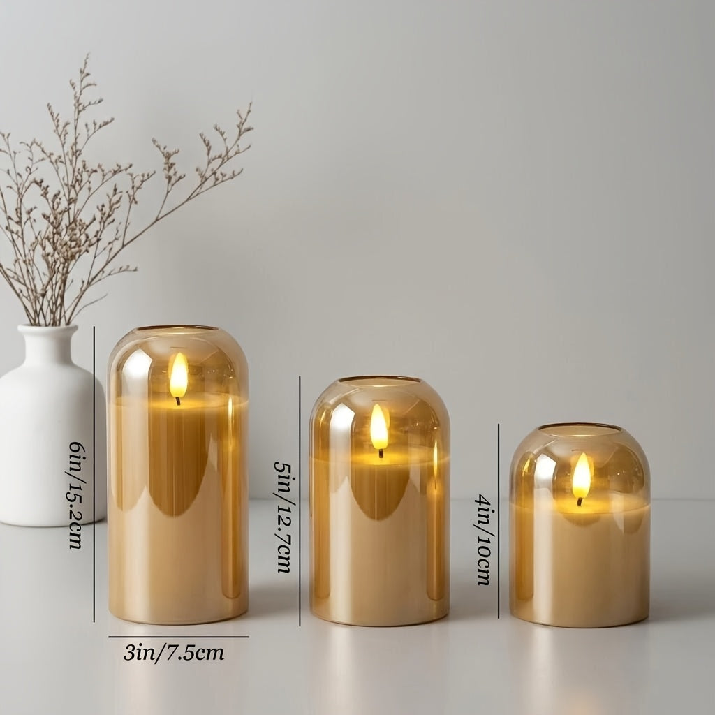 Gold Flameless LED Candles, Set of 3 — Dulune