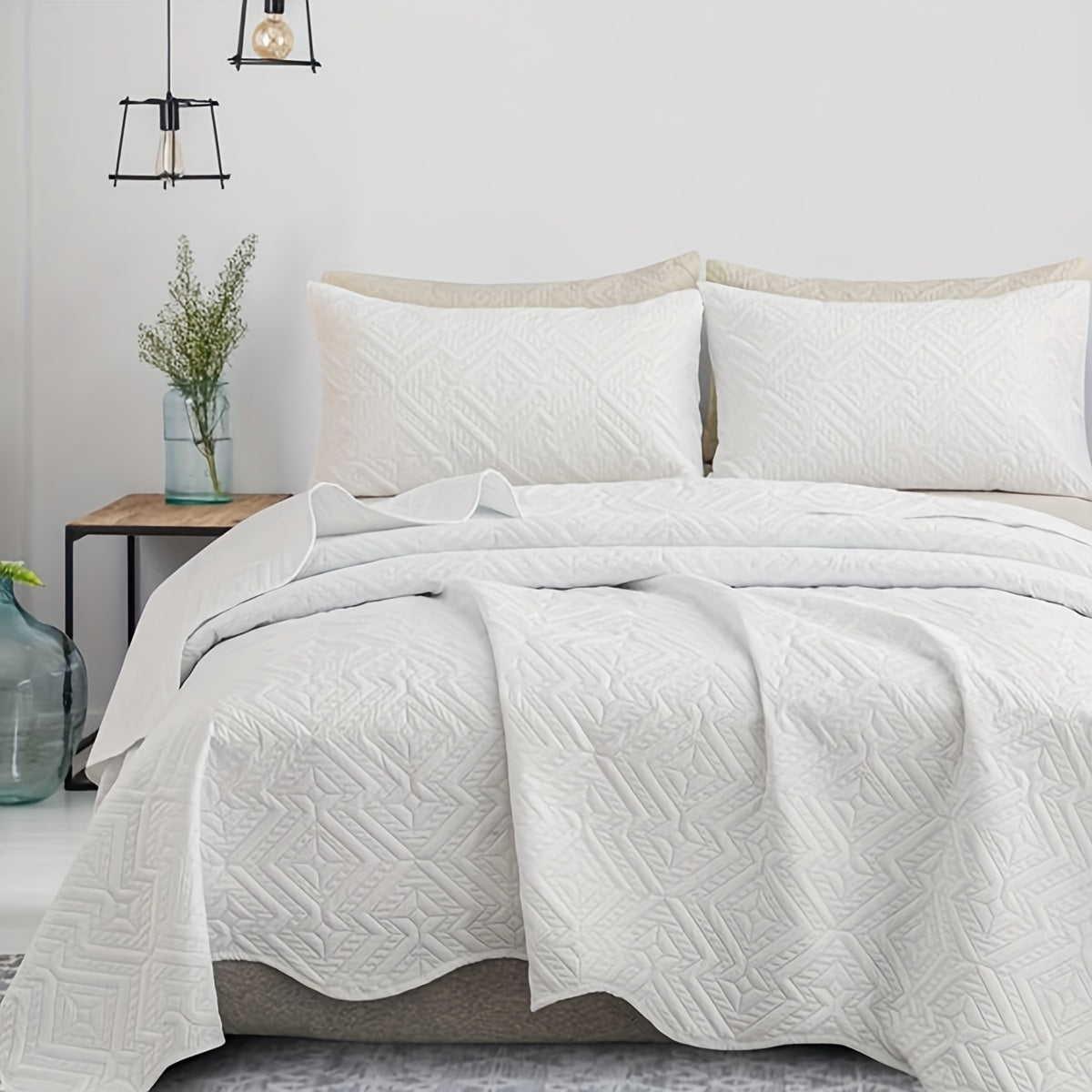 Herringbone Ruffled Microfiber Bedspread — Dulune