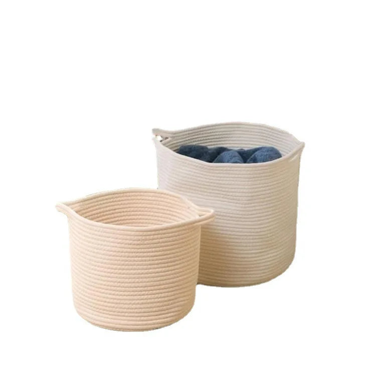 Large Cotton Rope Laundry Basket with Handles — Dulune