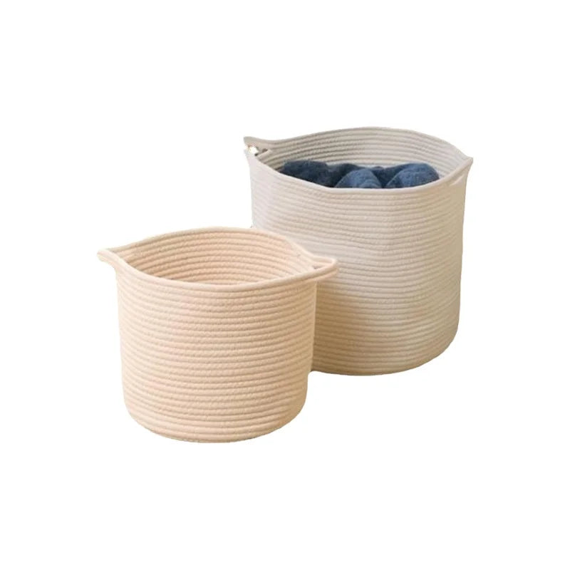 Large Cotton Rope Laundry Basket with Handles — Dulune