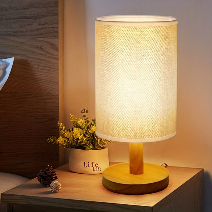Nordic USB Night Light Lamp with Linen Shade