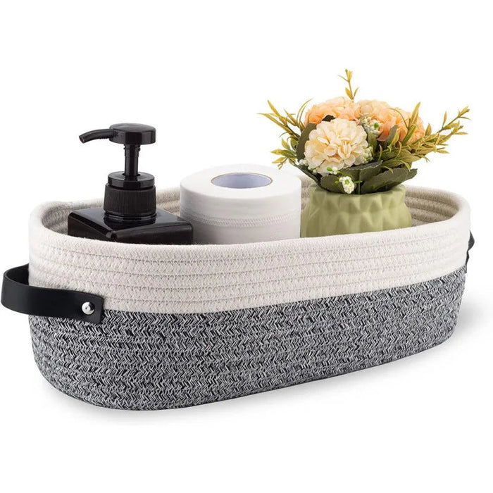Oval Cotton Rope Bathroom Counter Basket