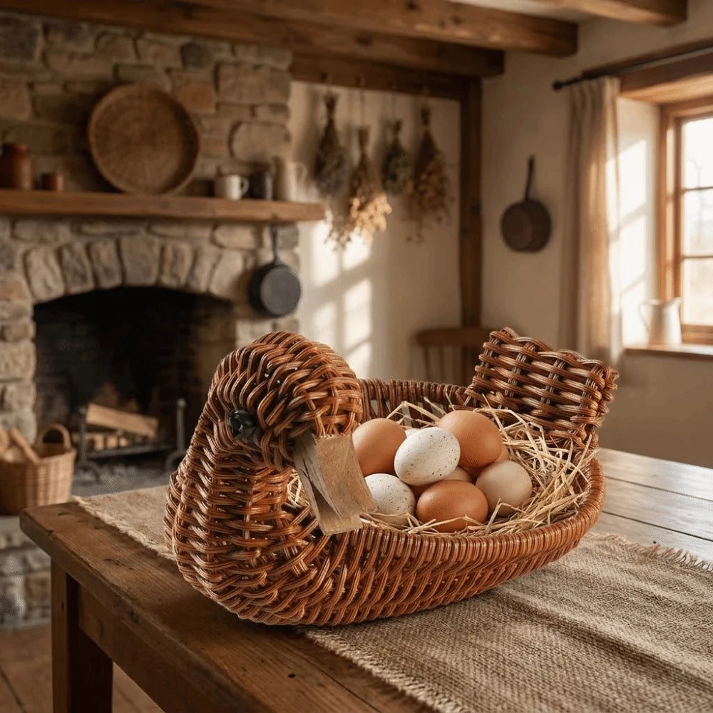 Rattan Hen Egg Holder Basket — Dulune