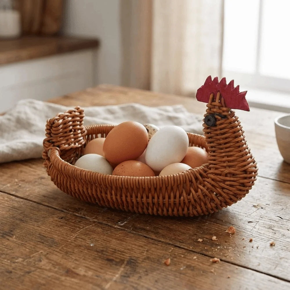 Rattan Hen Egg Holder Basket — Dulune