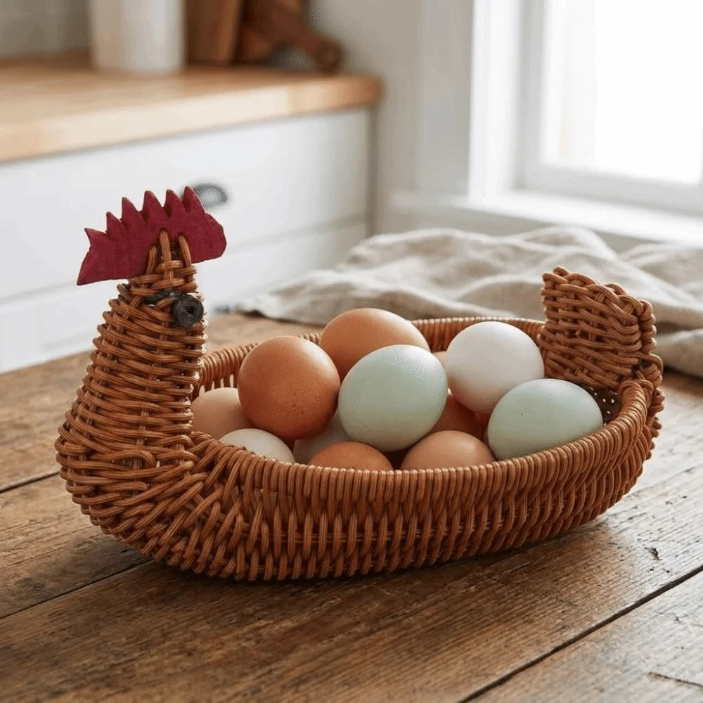 Rattan Hen Egg Holder Basket — Dulune