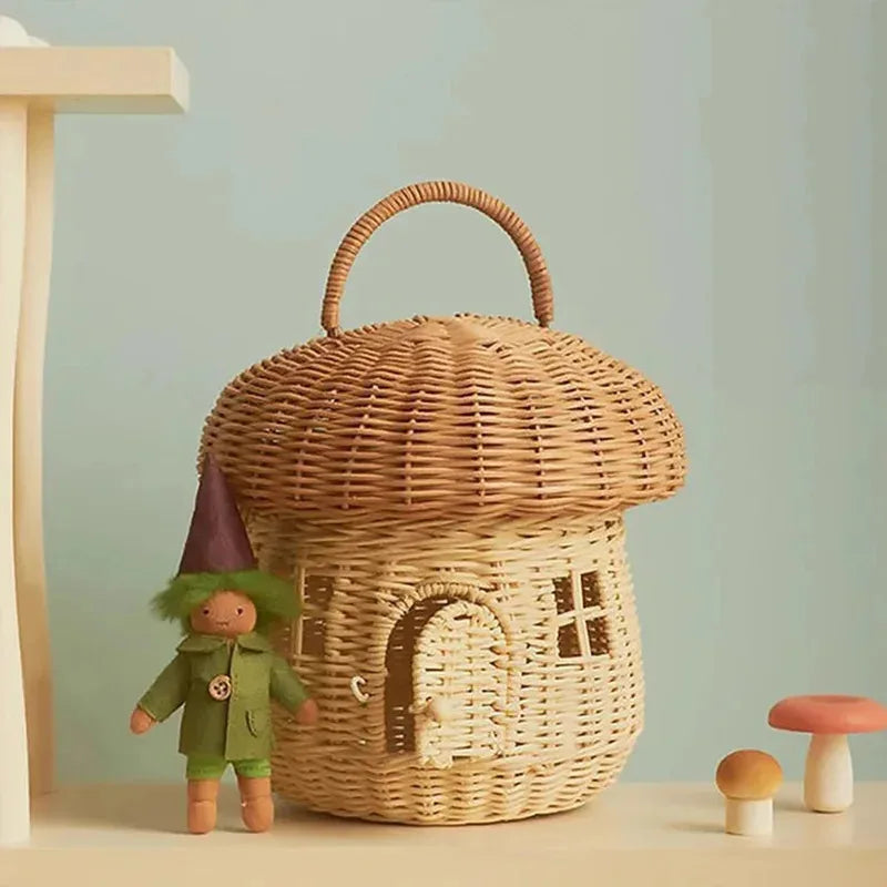 Rattan Mushroom Basket with Lid — Dulune