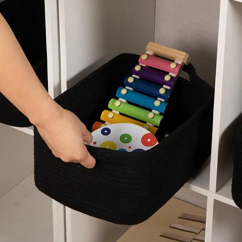 Soft Cotton Rope Rectangular Storage Basket — Dulune