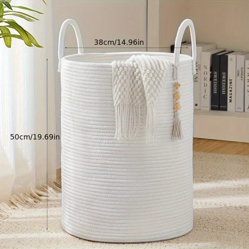 Tall Decorative Rope Basket with Macrame Tassel — Dulune